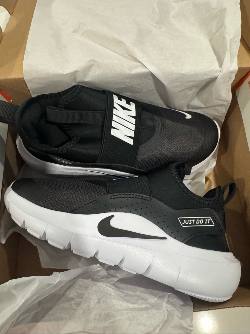 Nike Kids Black and White Elastic Slip-On Sneakers